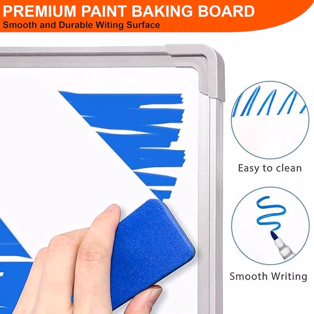 ATEK Magnetic Whiteboard with Pen Tray, Silver Aluminum Frame, White, W: 90 cm, H: 60 cm – 4