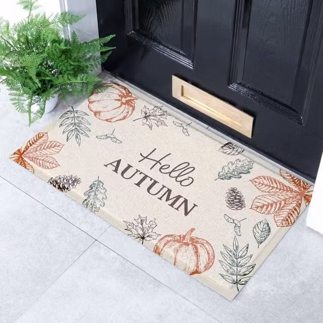 Artsy Mats Hello Autumn Indoor Outdoor Doormat, Multicolour, W: 70 cm, D: 40 cm