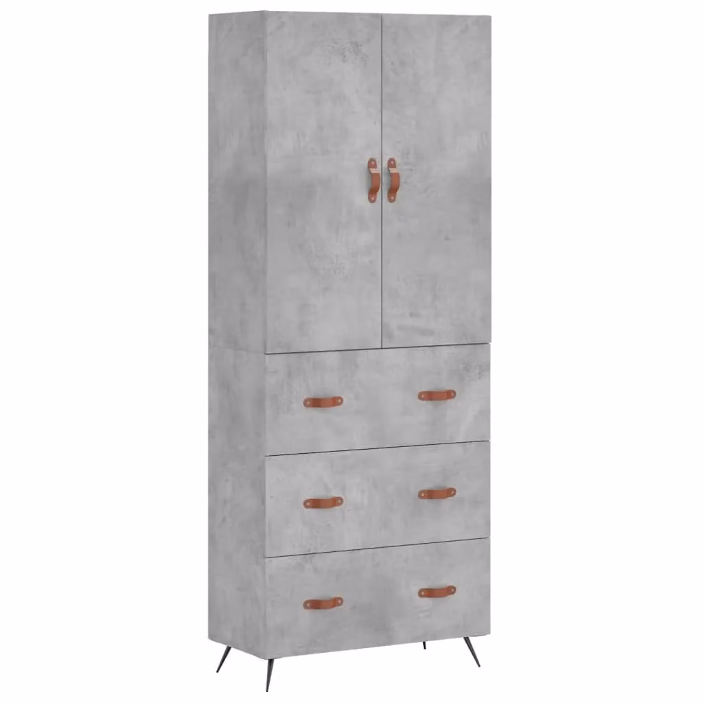 Berkfield Home Concrete Grey Wall Mounted Highboard, W/D/H: 69.5 x 34 x 180 cm – 2