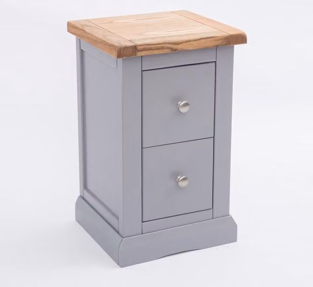 Cabinet Bits Rocca 2 Drawer Petite Bedside Cabinet in Grey Ash Wood