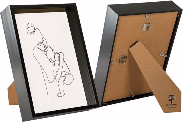 Nicola Spring Black Rectangular Deep Box Photo Frame, Pack of 2, A4 – 6