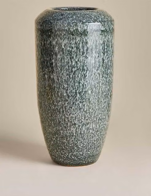 M&S Modern Abstract Blue Ceramic Tabletop Vase
