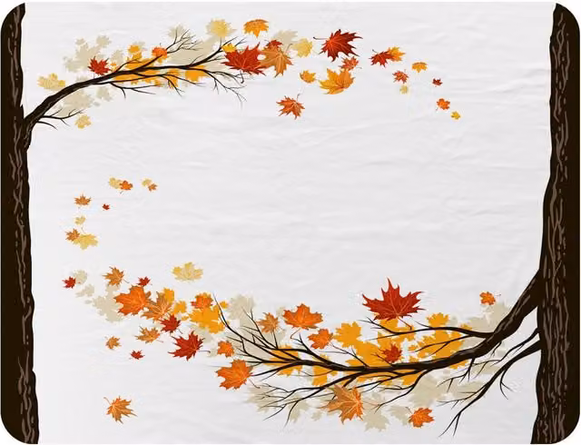 Benjamin Tate Design Autumn Trees Fleece Blanket in Orange and Beige, W/D/H: 120 x 150 cm – 2