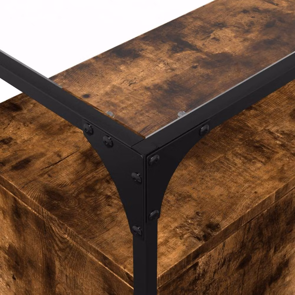Berkfield Home Smoked Oak Sideboard with Glass Top in Brown, W/D/H: 98 x 35 x 81 cm – 5