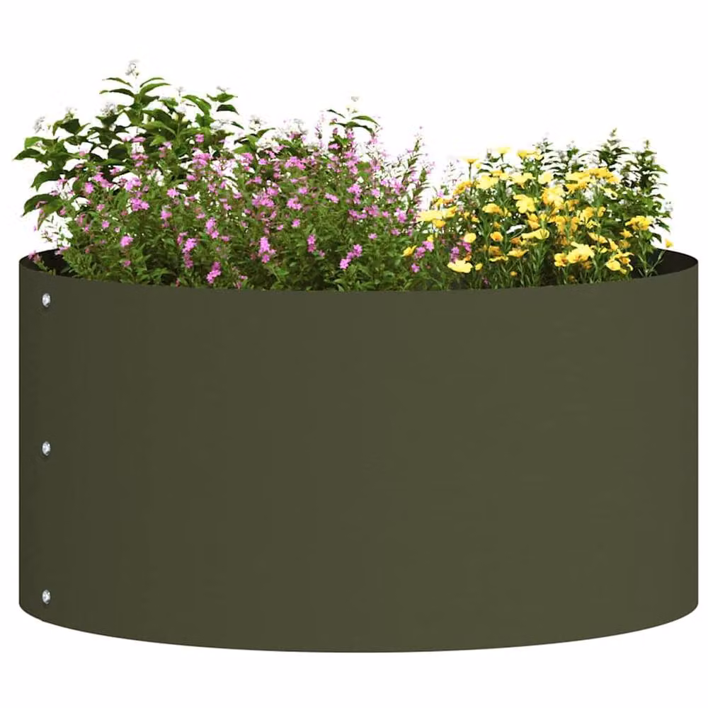 Berkfield Home Metal Planter Tub in Olive Green, Medium – 2