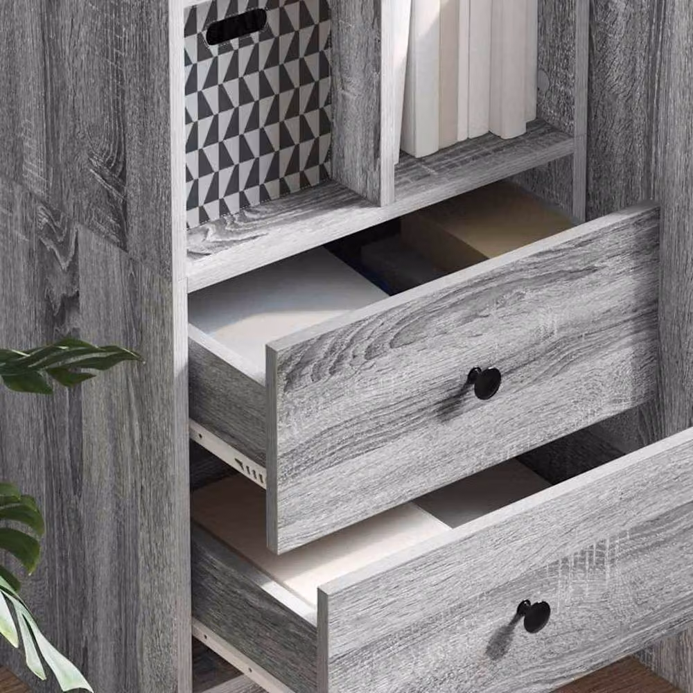 Berkfield Home Grey Modern Shelving Unit in Grey Sonoma Particle Board and MDF – 4