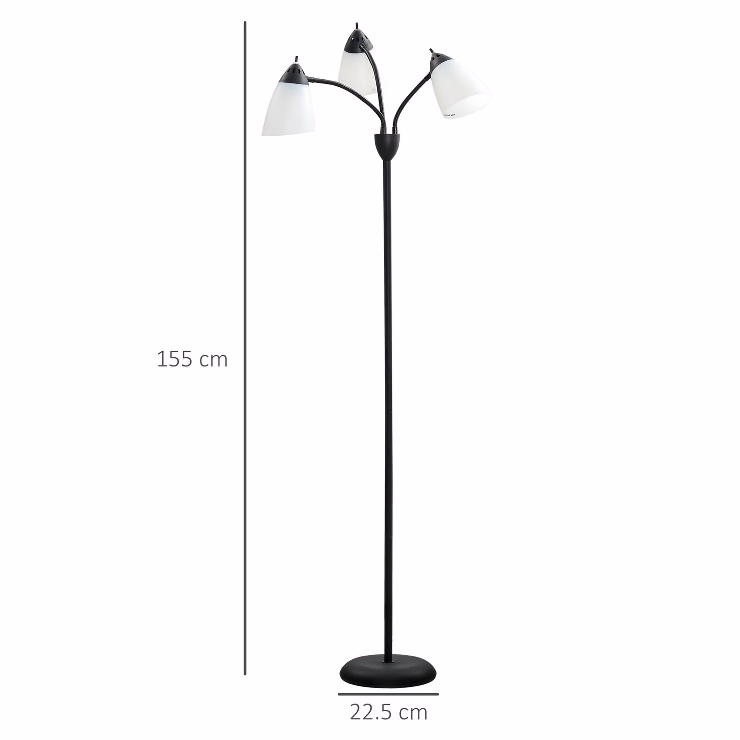 HOMCOM Arc Illuminator Adjustable Industrial Black Metal Floor Lamp for Bedroom and Living Room H 155 cm x W 22.5 cm x D 22.5 cm – 3