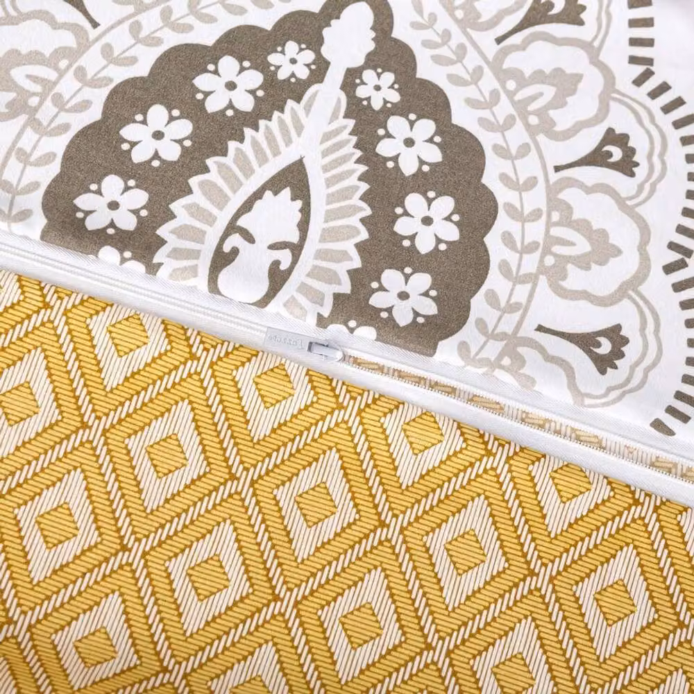 Lazzaro Home Reversible Floral Duvet Cover Set in Yellow and Grey, W/D/H: 140 x 200 cm – 3