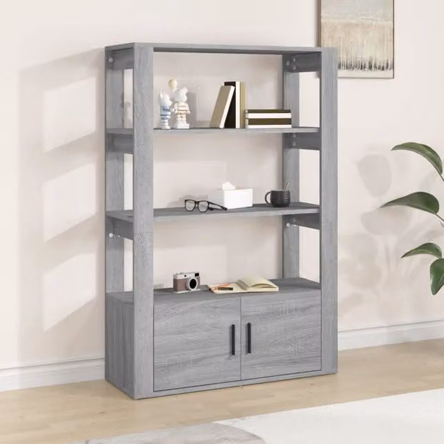 Berkfield Home Grey Sonoma Sideboard in Engineered Wood W/D/H: 80 x 30 x 119.5 cm