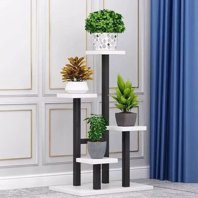 Kelvenix 4 Tier Black Metal Plant Stand and Flower Pot Display Rack – 1