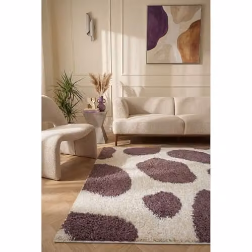 THE RUGS Soft Shaggy Area Rug with Modern Animal Print Design in Purple, W: 200 cm, D: 290 cm – 3