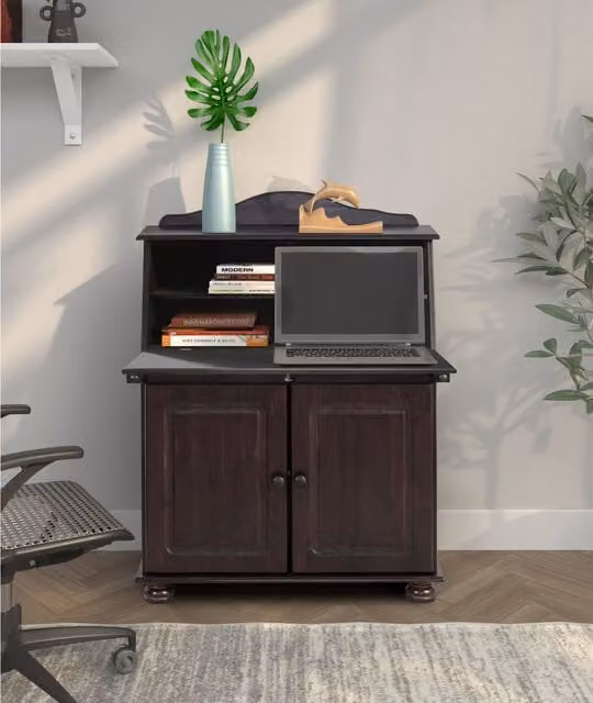 Dorel Home Mette Secretary Desk in Brown Havana Lacquer