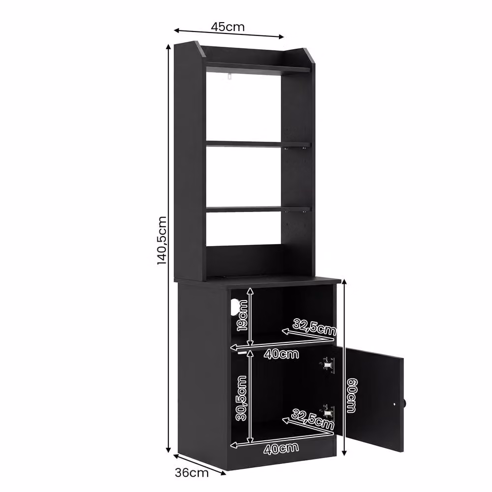 Costway 6-Tier Wooden Nightstand and Home Organiser Storage Cabinet in Black – 2