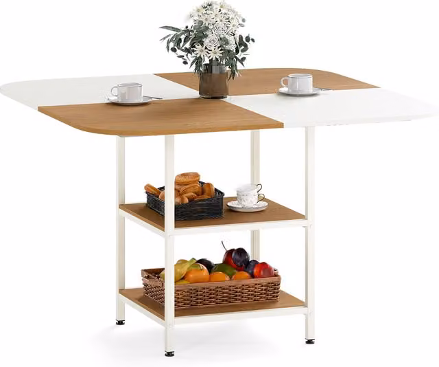 COSTWAY Modern Square Kitchen Dining Table in Brown and Multicolour, W/D/H: 120 x 120 x 77 cm