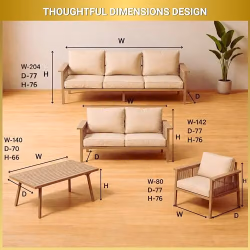 SHATCHI 7 Seater Aluminium Garden Furniture Set with Dining Table and Beige Upholstered Foam Cushions – 3