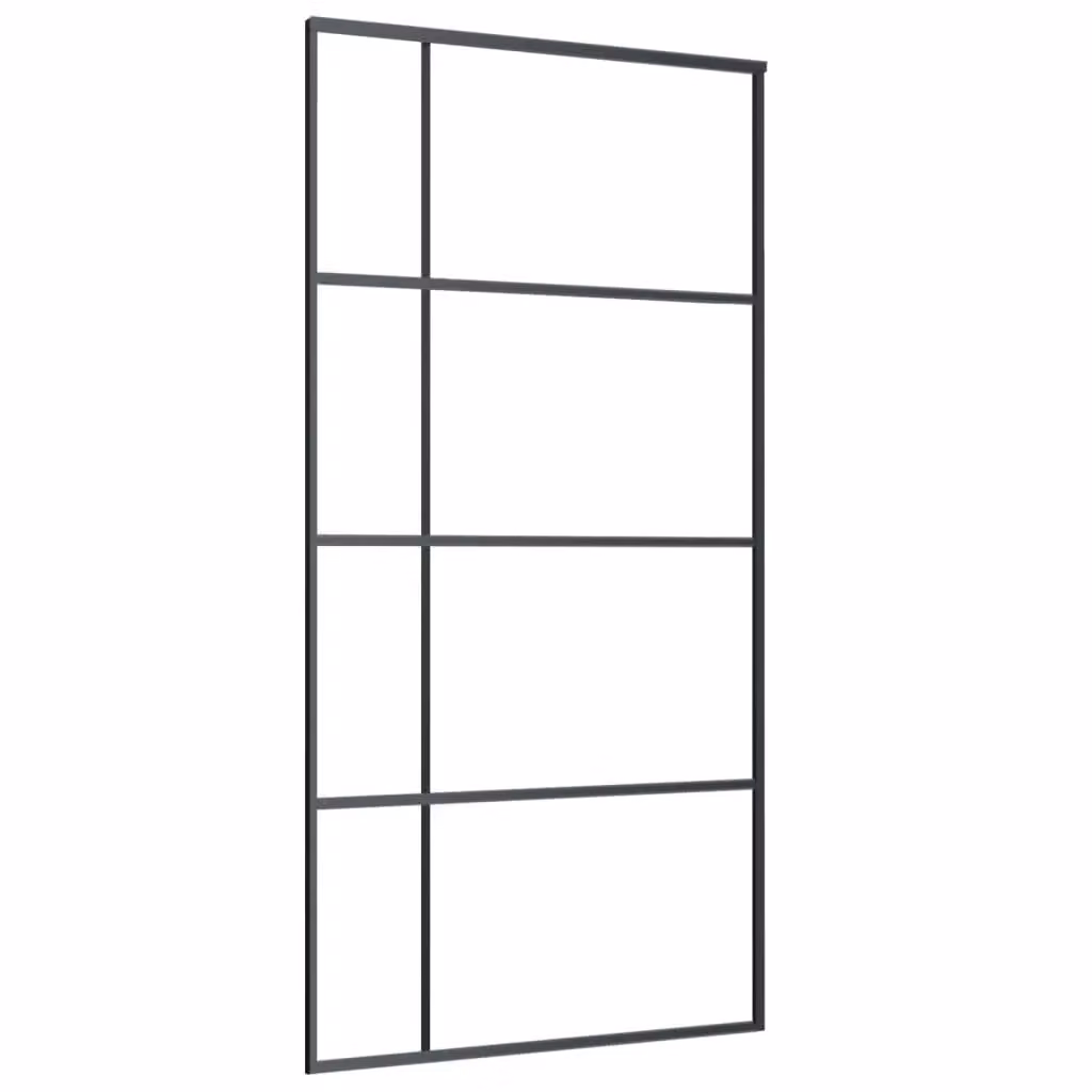 Berkfield Home Black Aluminium Sliding Door with Frosted ESG Glass, W: 102.5 cm, H: 205 cm – 2