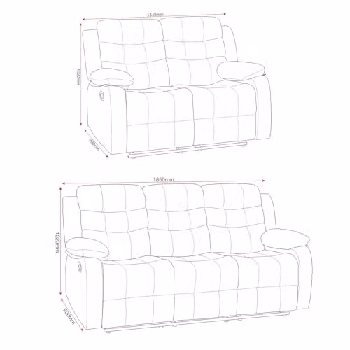 Seconique Roma 3+2 Seater Recliner Sofa Set in Grey Faux Leather – 2