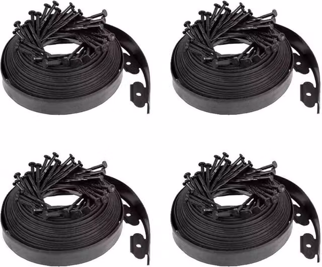 KORVIXA 40m Flexible Garden Border Edging and Grass Path with 120 Plastic Pegs in Black