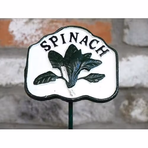 Gifts Direct 2 U Metal Spinach Vegetable Garden Stake Sign in Green and White – 1