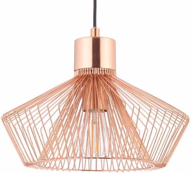 Loops Modern Copper Wire Hanging Ceiling Pendant Light with Adjustable Height and Dimmable E27 Bulb Holder – 1