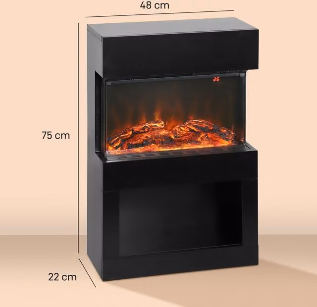 HOMCOM Electric Fireplace with 3D Flame Effect in Black