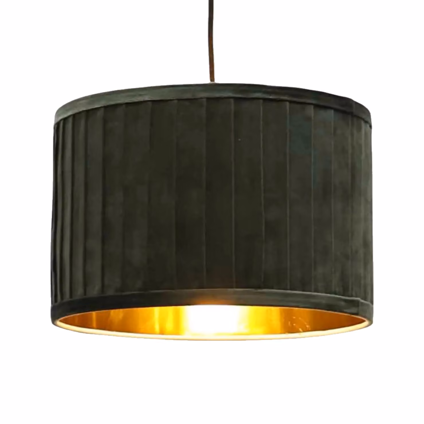First Choice Lighting Sundance Set of 2 Easy Fit Round Lamp Shades, Green and Gold Pleated, Diameter: 30 cm – 3