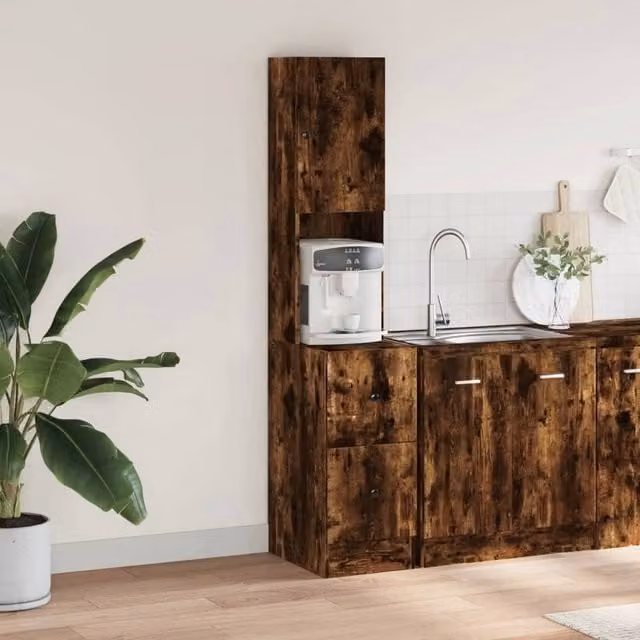 Berkfield Home Smoked Oak Kitchen Cabinet in Brown, W/D/H: 50 x 35 x 180 cm – 1