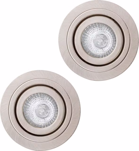 Litecraft 2 Pack of Tiltable Circular Recessed IP65 Downlights in Chrome