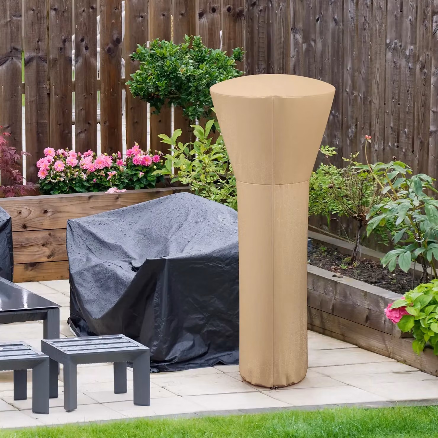 Costway Waterproof Patio Propane Heater Cover with Zipper in Beige and Silver – 4