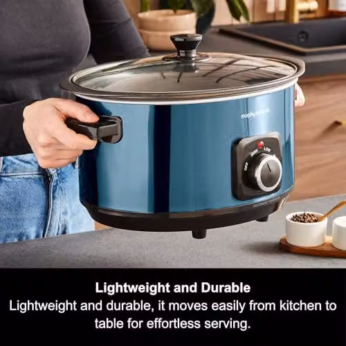 Morphy Richards Accents 6.5L Sear and Stew Slow Cooker with Non Stick Aluminium Pot and Glass Lid, Blue – 2