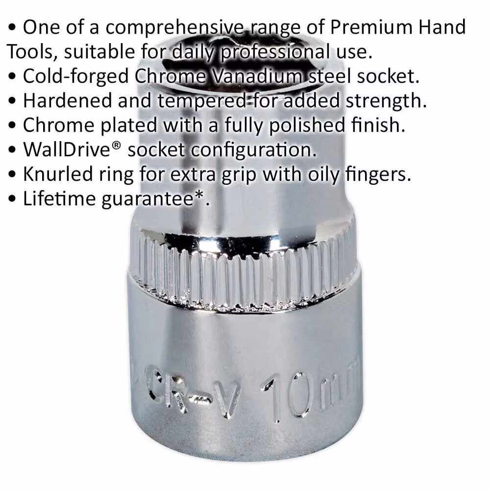 Loops 10mm Forged Steel Drive Socket with 3/8 inch Square Drive in Silver Chrome Vanadium – 2
