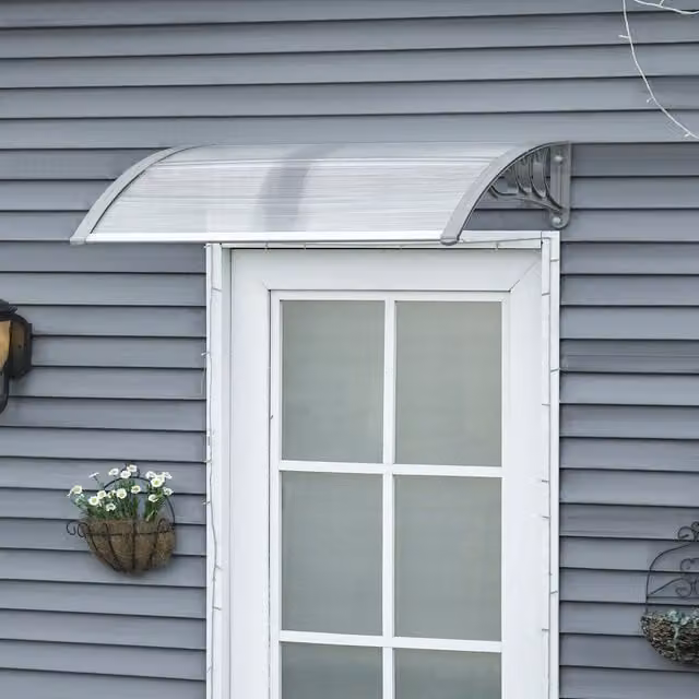 Outsunny Wall-Mounted Door Canopy Awning and Window Rain Shelter in Grey and Transparent