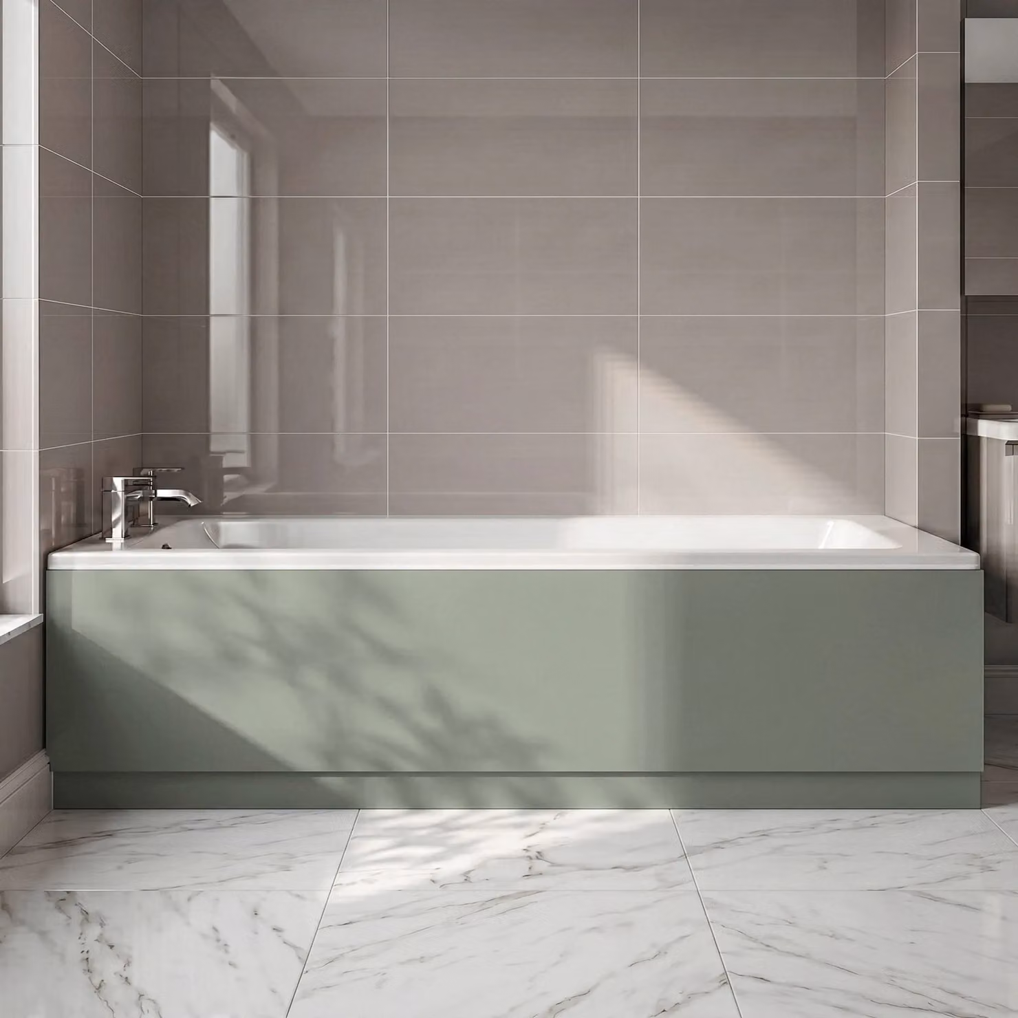 Balterley MDF Bath Front Panel and Plinth in Green, W: 180 cm – 3