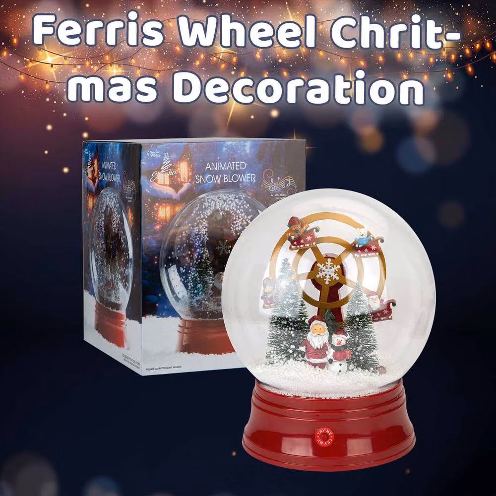 VFM e-Store Red Ferris Wheel Christmas Snow Globe Light Up Blower, W: 31 cm, D: 25 cm, H: 25 cm – 3