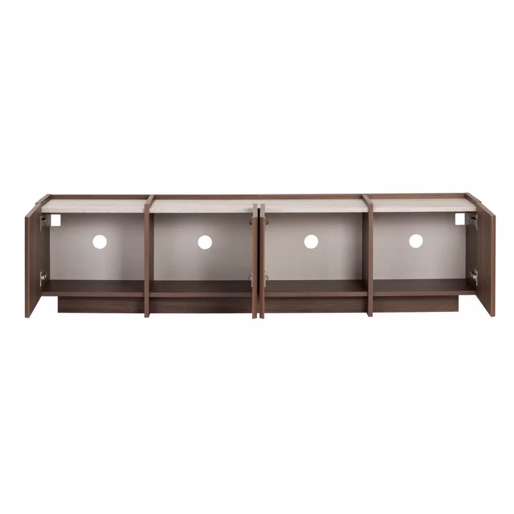 CALICOSY Arven 4-Door Modern TV Unit in Walnut, W: 180 cm, D: 39.7 cm, H: 46 cm – 3