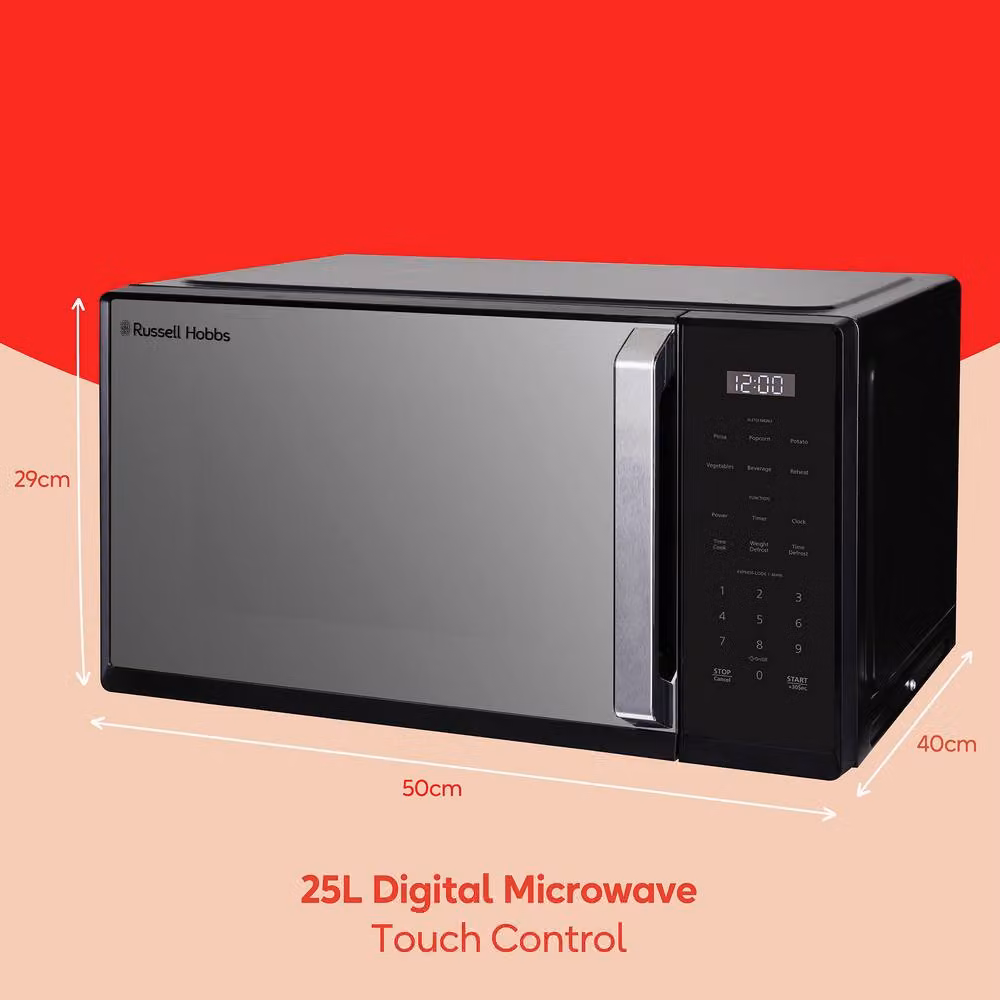 Russell Hobbs RHMT2512B Digital Solo Microwave with Touch Control, 25L, 900W, Black – 2
