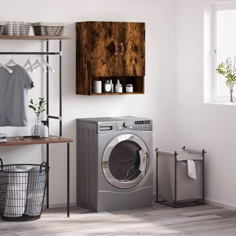 Berkfield Home Smoked Oak Wall Cabinet in Brown, W/D/H: 60 x 31 x 70 cm – 2