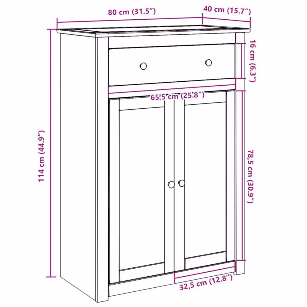 Berkfield Home Panama Shoe Cabinet in Brown Solid Wood Pine, W/D/H: 80 x 40 x 114 cm – 3
