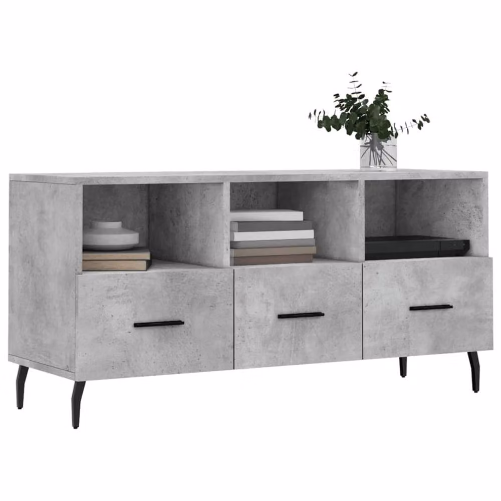 Berkfield Home Industrial TV Cabinet in Concrete Grey, W/D/H: 102 x 36 x 50 cm – 3
