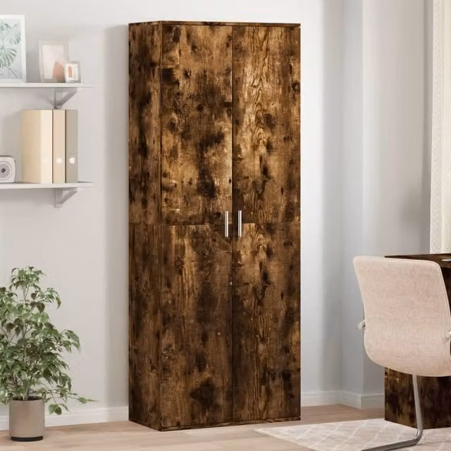 Berkfield Home Smoked Oak Highboard in Brown, W/D/H: 70 x 35 x 180 cm