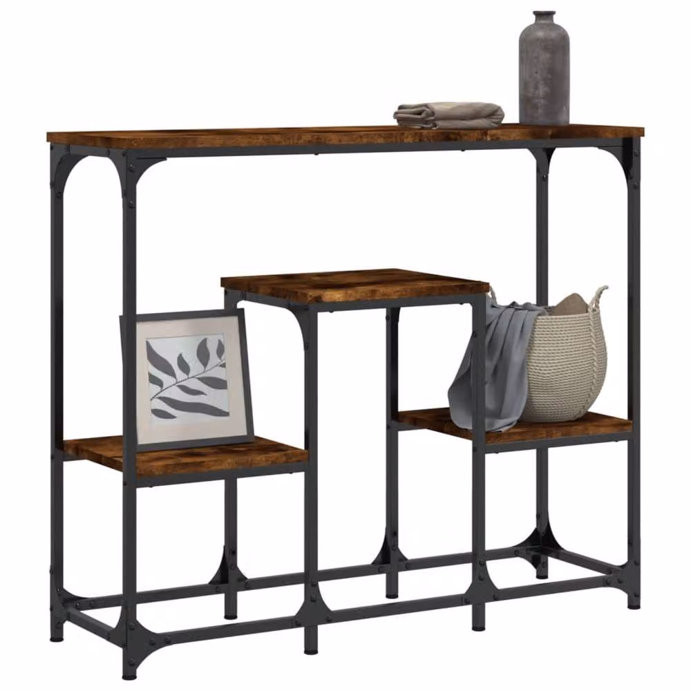 Berkfield Home Smoked Oak Console Table in Brown, W: 89.5 cm, D: 28 cm, H: 76 cm – 3