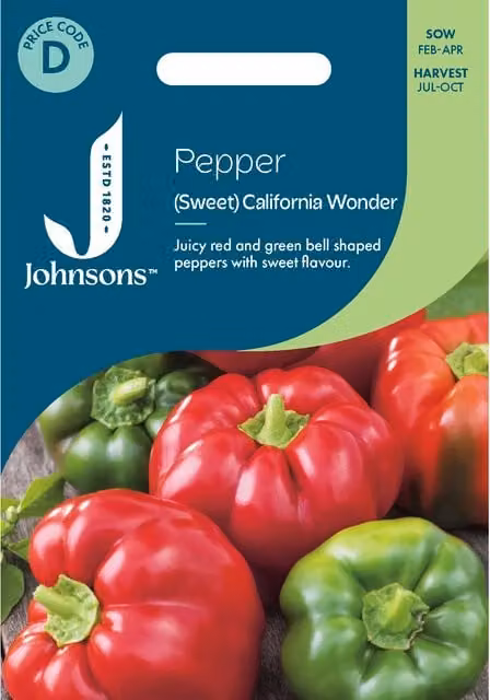 Johnsons Seeds California Wonder Sweet Pepper Vegetable Seeds, Red and Green Varieties
