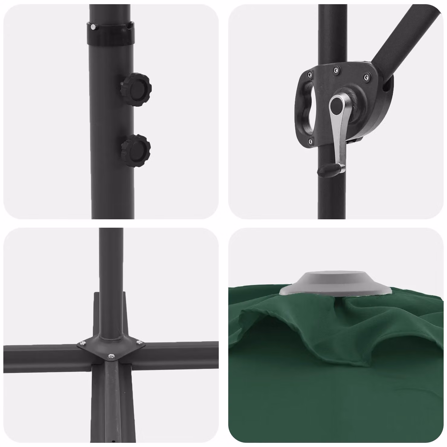 Berkfield Home Garden Green Cantilever Parasol W: 372 cm, D: 198 cm, H: 253 cm – 3