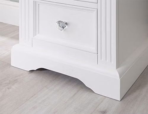 Gainsborough White Narrow Tallboy Chest with 5 Drawers and Crystal Handles, H 105 x W 42.5 x D 90 cm – 2