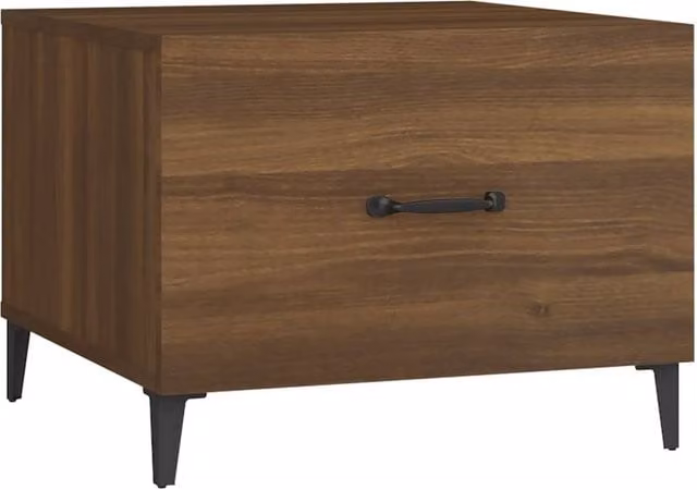 Berkfield Home Brown Oak Coffee Table with Metal Legs, W/D/H: 50 x 50 x 40 cm – 1