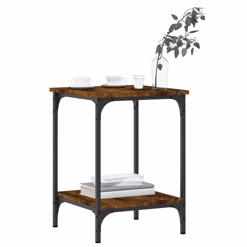 Berkfield Home Smoked Oak Coffee Table in Brown, W/D/H: 40 x 40 x 55 cm – 3