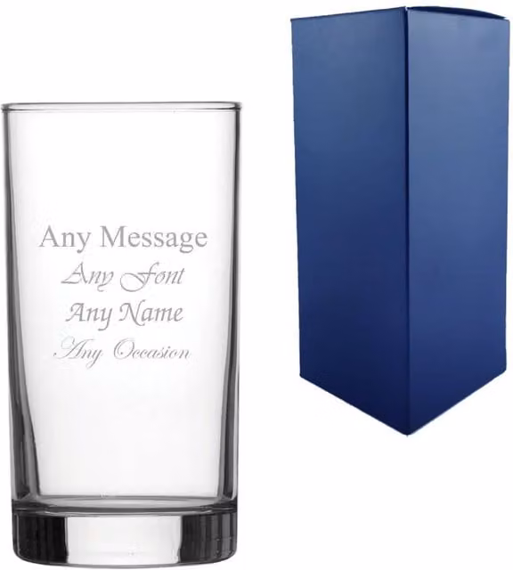 Uniqueful Personalised Engraved 295ml Clear Hiball Glass Tumbler
