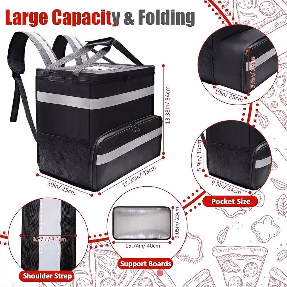 VOGREX Thermal Insulated Food Delivery Backpack Rucksack in Black – 2