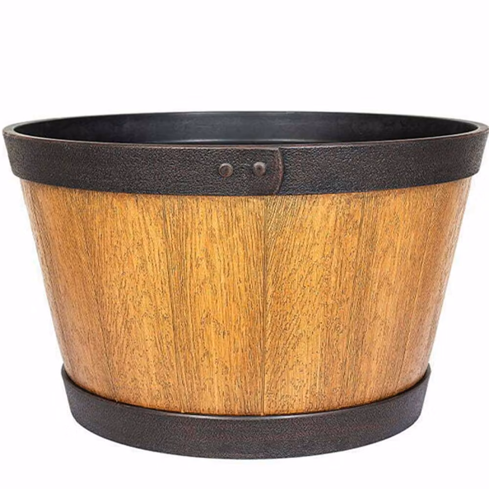 La Hacienda Oban Whiskey Barrel Planter Tub in Brown Plastic, W/D/H: 45 x 45 x 26 cm – 2