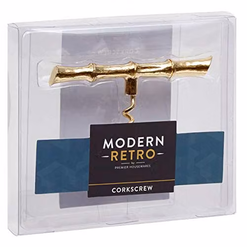 Orsina Modern Retro Bamboo Design Corkscrew in Gold with Ergonomic Grip – 2